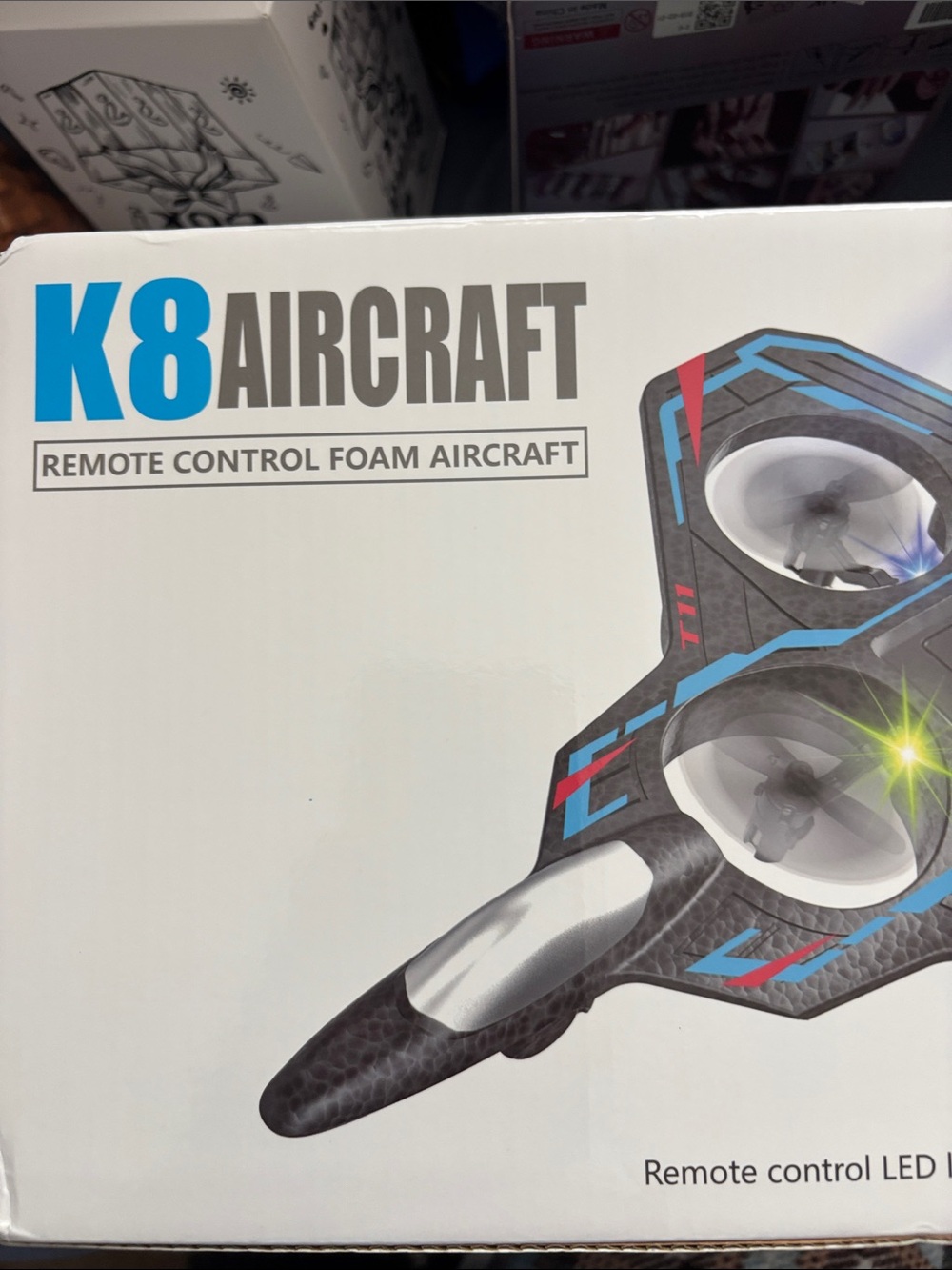 K8 Aircraft Remote Control Foam Aircraft - Black with Blue & Red Accents